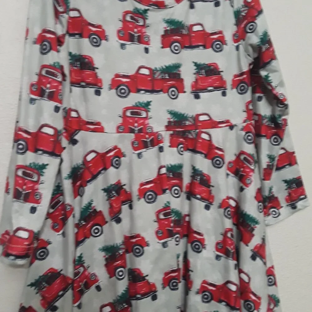 Red Truck Print Dress